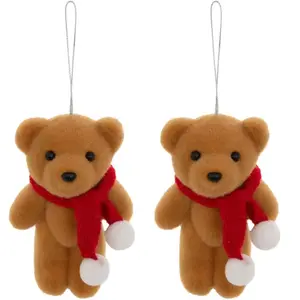Déco de sapin Lot de 2 Oursons avec écharpe rouge
