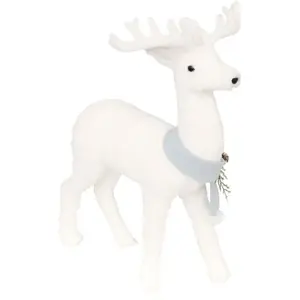 Comparateur de prix : Déco de Noël Renne Blanc avec écharpe bleue L 62 cm - Feeric Christmas