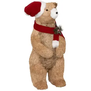 Déco de Noël Ours Marron avec Bonnet Rouge H 75 cm - Feeric ChristmasVendu parconforama