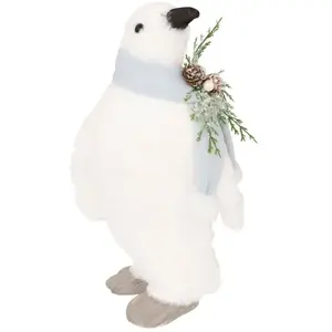 Comparateur de prix : Déco de Noël Pingouin Blanc avec écharpe bleue H 38 cm