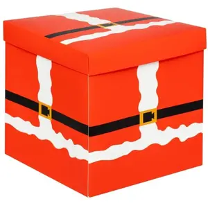 Boîte cadeau pliable décor tenue de Père Noël 20x20x20cm rouge - Feeri... pas cher