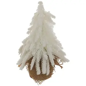Sapin de table artificiel Blanc avec base en Jute H 20 cm pas cher