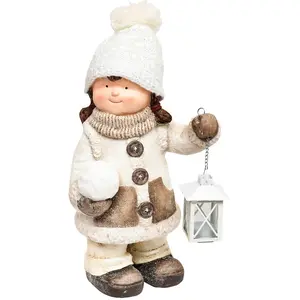 Déco de Noël Figurine fillette et Lanterne H 40 cm pas cher