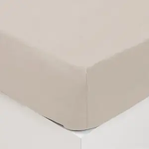 AC-DECO - Drap Housse bonnet 27 cm 100% Coton lavé 140x190 cm - Blanc Ivoire pas cher