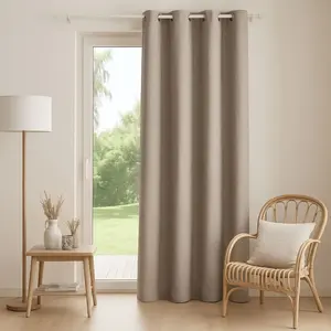 ATMOSPHERA Rideau occultant total avec couche d'enduit polyester beige 140x260 cm pas cher