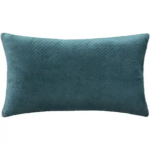 Comparateur de prix : ATMOSPHERA Coussin Dolce effet velours déhoussable 58x38 cm - Bleu canard