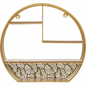 Comparateur de prix : Atmosphera Etagère murale ronde en métal - Gold - L. 39 x l. 10,3 x H. 36 cm