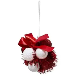 FEERIC CHRISTMAS Grappe de 11 Boules de Noël à suspendre déco ruban rouge pas cher