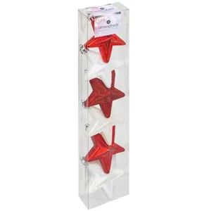 ATMOSPHERA Sujet de Noël 6 Pièces "Christmas Country" 6cm Rouge & Blanc