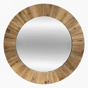 Miroir - ATMOSPHERA - D83 cm - Bois de Sapin - Verre - Rond - Contemporain