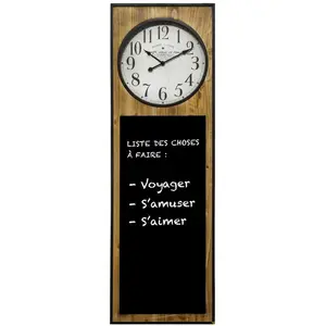 Atmosphera - Pendule murale avec Mémo Ardoise H 115 cm Marron pas cher
