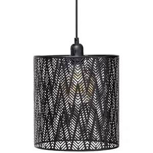 Comparateur de prix : Suspension en Métal Noir - ATMOSPHERA - D 24,5 cm - 1 ampoule(s) - E27