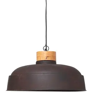 ATMOSPHERA Luminaire Suspension en Métal aspect vieilli et Bois de Manguier D 57 cmVendu parcarrefour