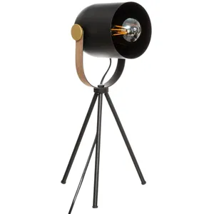 Comparateur de prix : Atmosphera - Lampe trépied Bil - noir - bois et doré - métal H45 cm