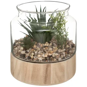 Comparateur de prix : ATMOSPHERA Créateur d'intérieur - Terrarium en Verre & Bois Brito 17cm Transparent