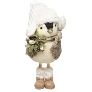Fééric Lights and Christmas - Pingouin avec Bonnet Cocon 28cm Beige pas cher
