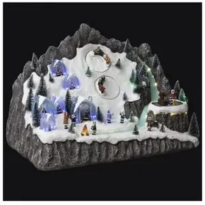 ATMOSPHERA Village de Noël lumineux, animé et musical Village d'eskimo avec sa fontaine pas cher