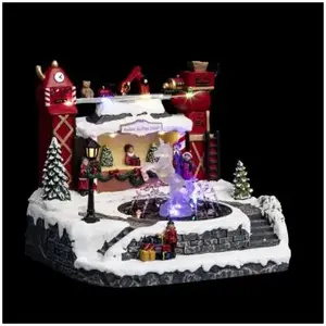 FEERIC LIGHTS AND CHRISTMAS Atelier du Père-Noël avec fontaine lumineuse - Rouge pas cher