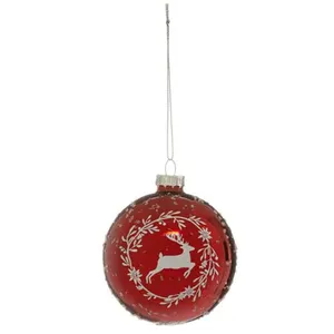 Comparateur de prix : Pp No Name Boule de Noël en Verre Renne Couronne 8cm Rouge