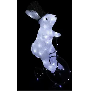 Comparateur de prix : FEERIC LIGHTS & CHRISTMAS Déco de Noël Lapin lumineux sur son vélo  64 LED Blanc 8 jeux de lumière H 44 cm