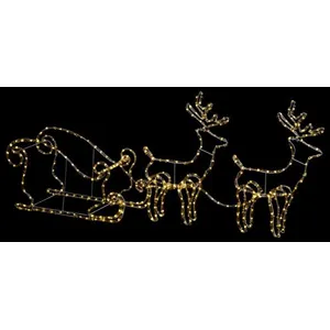 Feeric Christmas Déco Extérieur Intérieur Traineau Et 2 Rennes Tube 320 Led Blanc ChaudVendu parrue-du-commerce