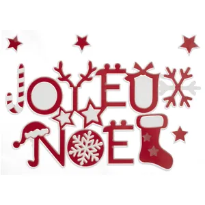 Comparateur de prix : FÉÉRIC LIGHTS AND CHRISTMAS Sticker floqué Joyeux Noël - Rouge - Décoration de fête - 28,5 x 40 cm