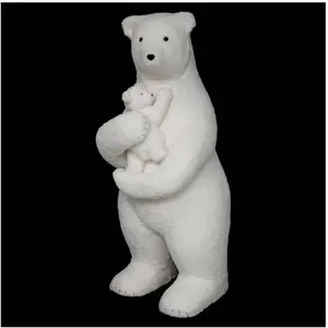 3S. x Home Décoration polyfoam ours avec bébé blanc pas cher