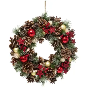 Comparateur de prix : Feeric lights & christmas - Couronne de noël houx étoile d35cm