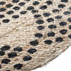 3S. x Home Tapis en Jute Rond Imprimé Living Pois