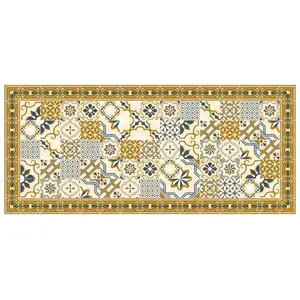 Tapis vinyle - ATMOSPHERA - Mosaïque - 50x112 cm - Ocre - 100% PVC pas cher