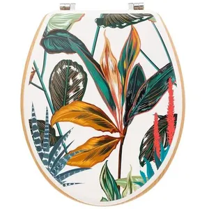 Five - Abattant WC en Bois & Charnières en zinc Déco Palawan pas cher