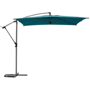 Comparateur de prix : HESPERIDE Parasol déporté carré Manoa bleu canard D2,5x2,5m en acier - Hespéride