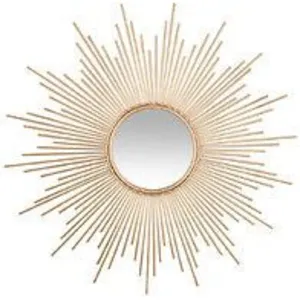 Miroir Art Déco Doré 51,5 X 100 Cm - Cadre Métal Doré Brillant (décoration Murale élégante)