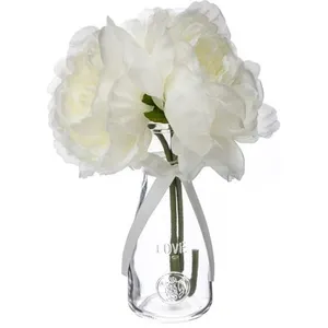 Comparateur de prix : ATMOSPHERA Composition Florale & Vase 3 Pivoines Verre 25cm Transparent