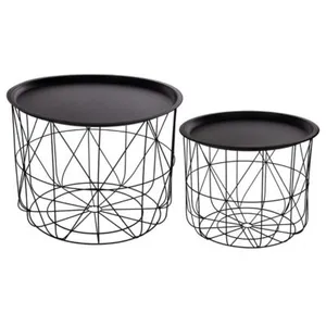 Tables gigognes, métal, noir, D.43/D.53 cm, Atmosphera Meza pas cher