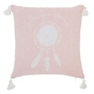 Comparateur de prix : Pp No Name Coussin à pompons au motif attrape-rêves - L 40 x l 40 cm - Rose