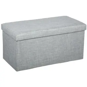 Comparateur de prix : ATMOSPHERA Pouf pliable double Tomaz - Gris clair - L 75,7 x P 37,5 x H 38 cm TU