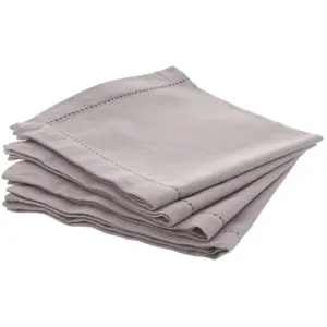 ATMOSPHERA Lot de 4 serviette de table Chambray - L 40 cm x l 40 cm - Gris clair pas cher