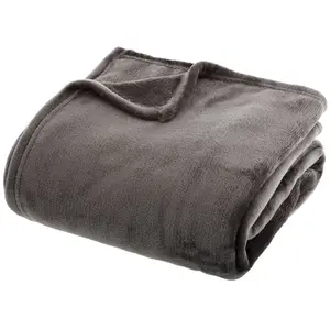 Comparateur de prix : Plaid flanelle gris ardoise 130x180cm Atmosphera Créateur D'intérieur