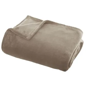 Comparateur de prix : Atmosphera - Grand plaid en Flanelle uni - 180x130 cm - Beige Lin