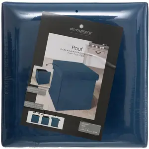 ATMOSPHERA Pouf pliable Tess en velours - Bleu fonce - L 38 x P 37,5 x H 38 cm TU