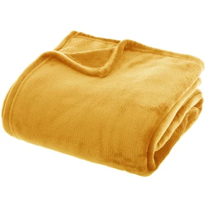 Atmosphera Créateur D'intérieur - Plaid flanelle jaune 180x230cm