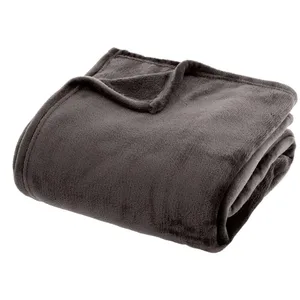Atmosphera - Grand Plaid en flanelle uni - 230x180 - Gris foncé