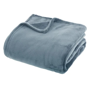 Comparateur de prix : Plaid Ollis flanelle bleu orage 180x230cm Atmosphera Créateur D'intérieur