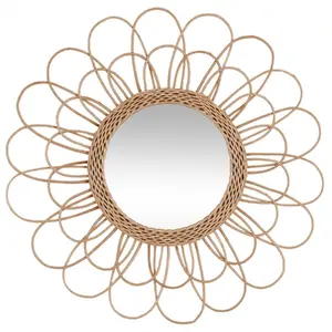 Comparateur de prix : Atmosphera - Miroir mural rotin scandi Fleur - Diam. 56 cm - Fleur