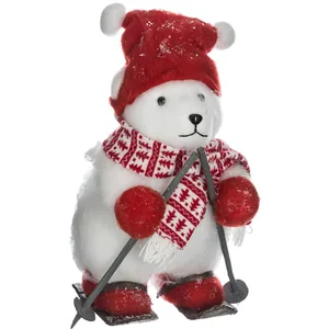 Comparateur de prix : Déco de Noël Ours sur Ski avec Bonnet rouge H 40 cm - Feeric Christmas