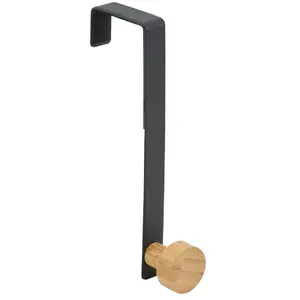 Paris Prix FIVE Simply Smart - Patère en Métal & Bambou 1 Tête 16cm Noir pas cher