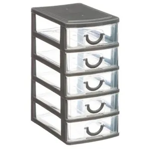 Comparateur de prix : AC-DÉCO B Basic & Co - Tour de Rangement 5 Tiroirs Poignées 19cm Gris
