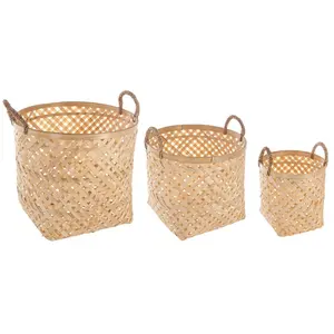 Comparateur de prix : Atmosphera Set de 3 paniers en bambou - Beige