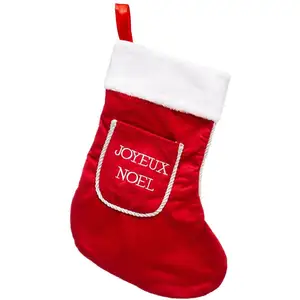 FEERIC LIGHTS & CHRISTMAS Déco de Noël Botte en feutrine et polaire brodée H 40 cm pas cher